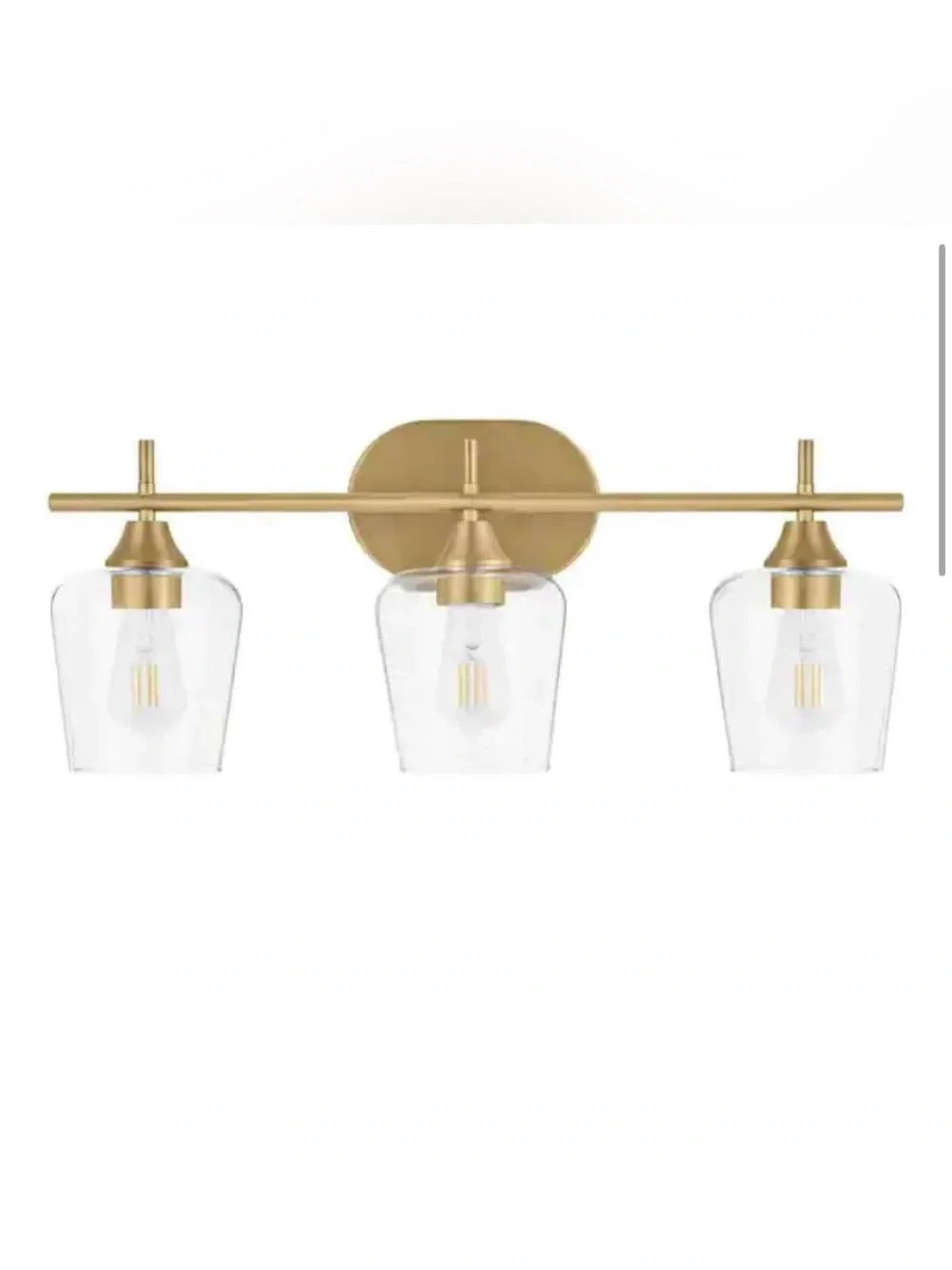 New Hampton Bay Pavlen Antique Brass Vanity Light with Clear Glass